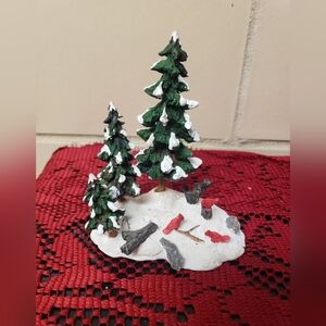 Festive Cardinal Birds Scenery Display Village Trees Woodland Outdoor Figurine